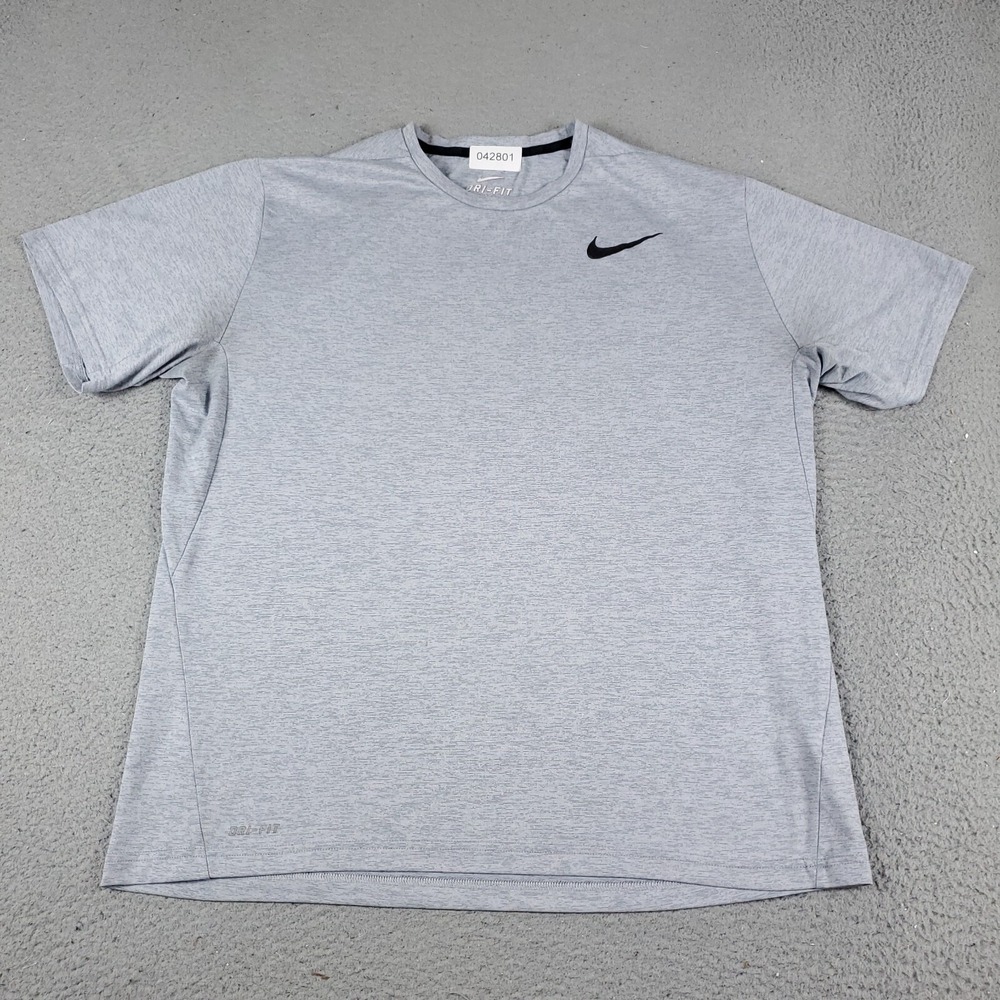 Nike Dri-FIT T Shirt Mens XL Gray Swoosh Running Active Gym Short Sleeve 042801